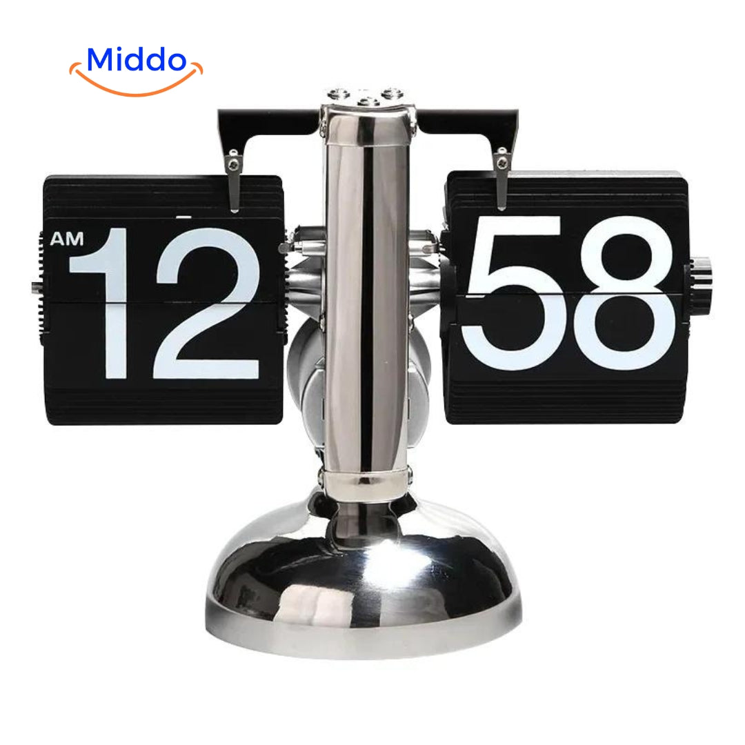 Elegante Retro Flip Vintage Uhr Quarzwerk Einzel Schwarz Farbe www.middo.nl