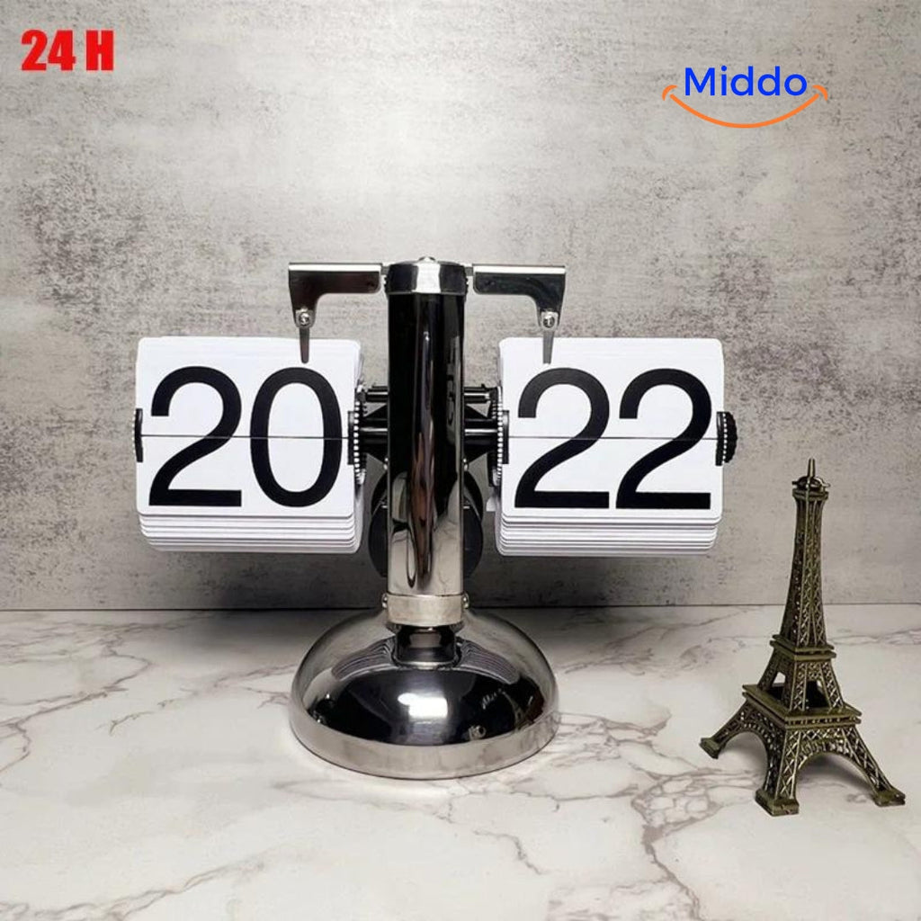 Eleganteretro Flip Vintage Uhr mit Quarzwerk 24 Stunden Weiß www.middo.de
