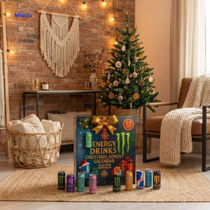 Energibox Adventkalender energy drinks Adventskalender festlich aufgestellt