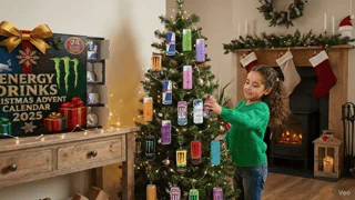 Energibox Adventkalender energy drinks Adventskalender Kind öffnet Energydosen
