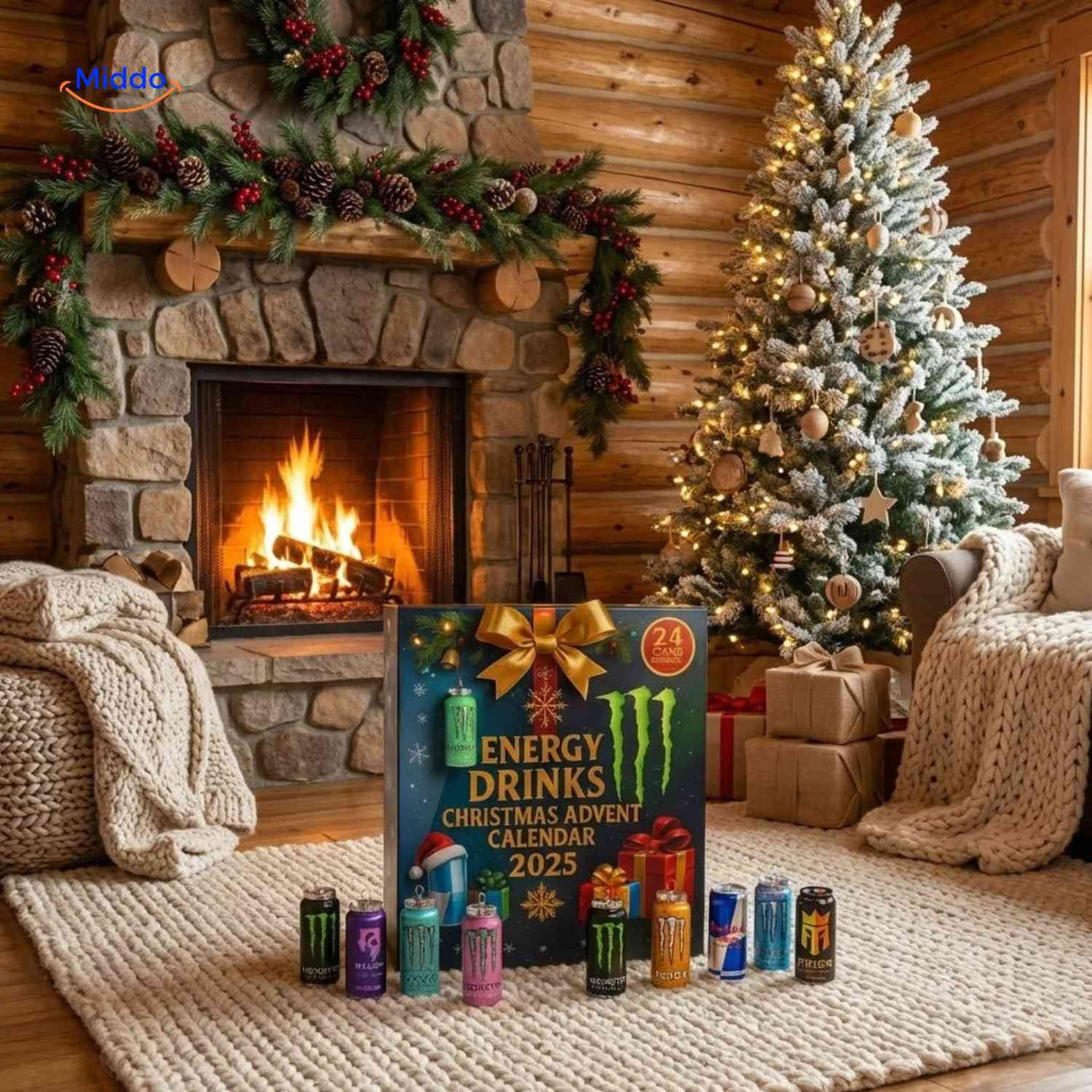 Energibox Adventkalender energy drinks Adventskalender rustikale Weihnachtsstimmung