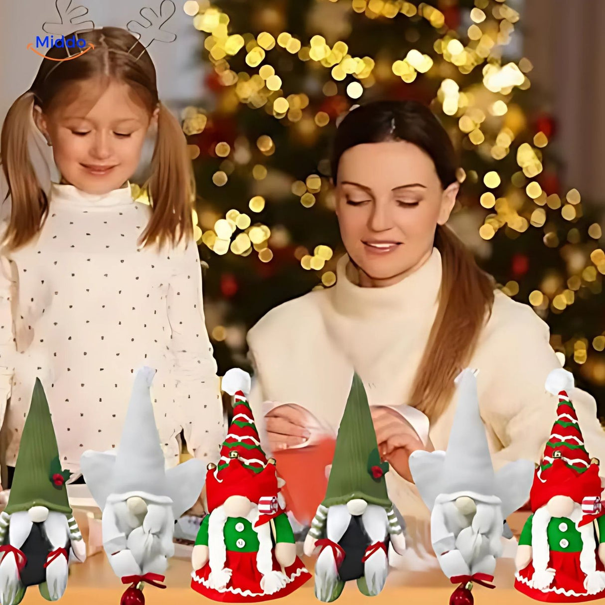 FestiveFrights Plüsch Kalender Familie Gemütlichkeit mit Weihnachten Gnomen Dekoration
