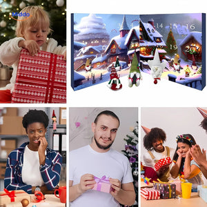 FestiveFrights Plüschkalender Kinder packen Weihnachtsgeschenke mit Adventskalender aus www.middo.de