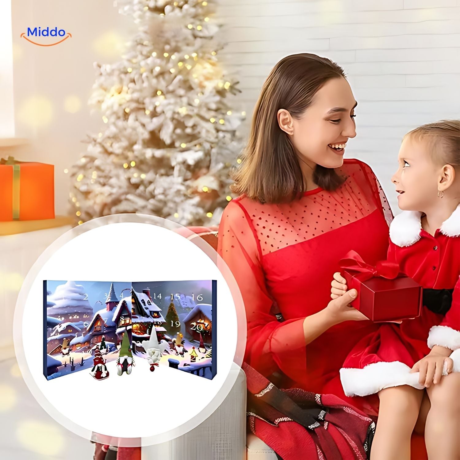 FestiveFrights Plüschkalender Mutter und Kind Weihnachtsstimmung Adventskalender www.middo.nl