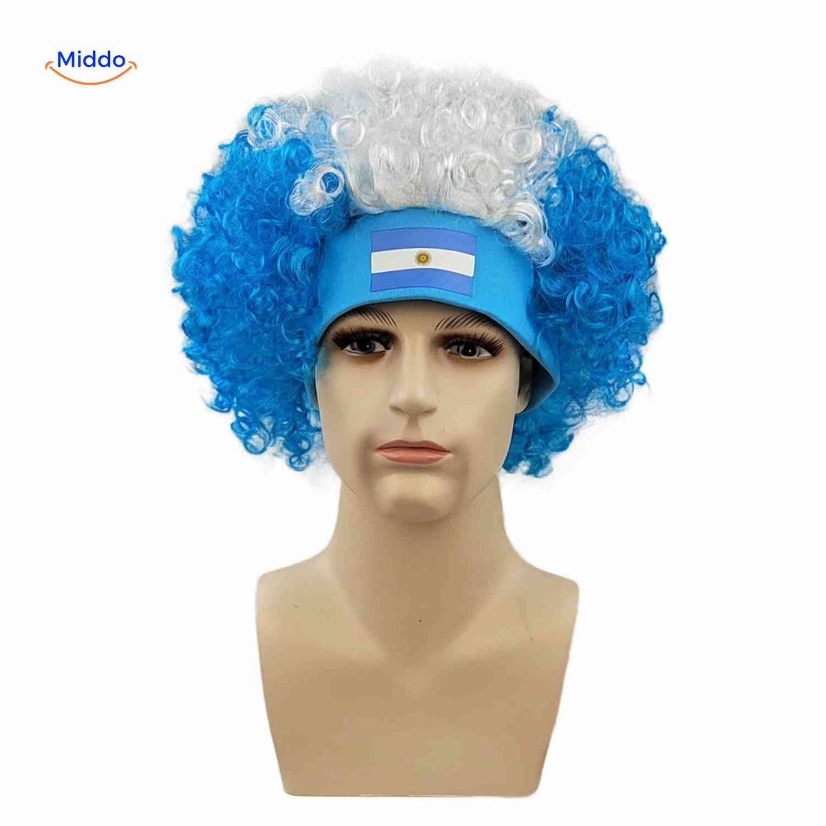 Flagora Perücke Locken Fanperücke Fußball-Accessoire www.middo.de