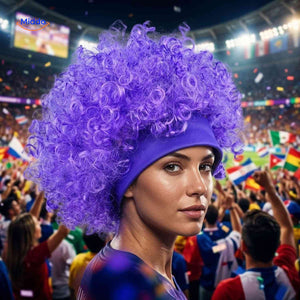 Flagora Perücke lila Lockenperücke Stirnband Stadion Fan www.middo.de
