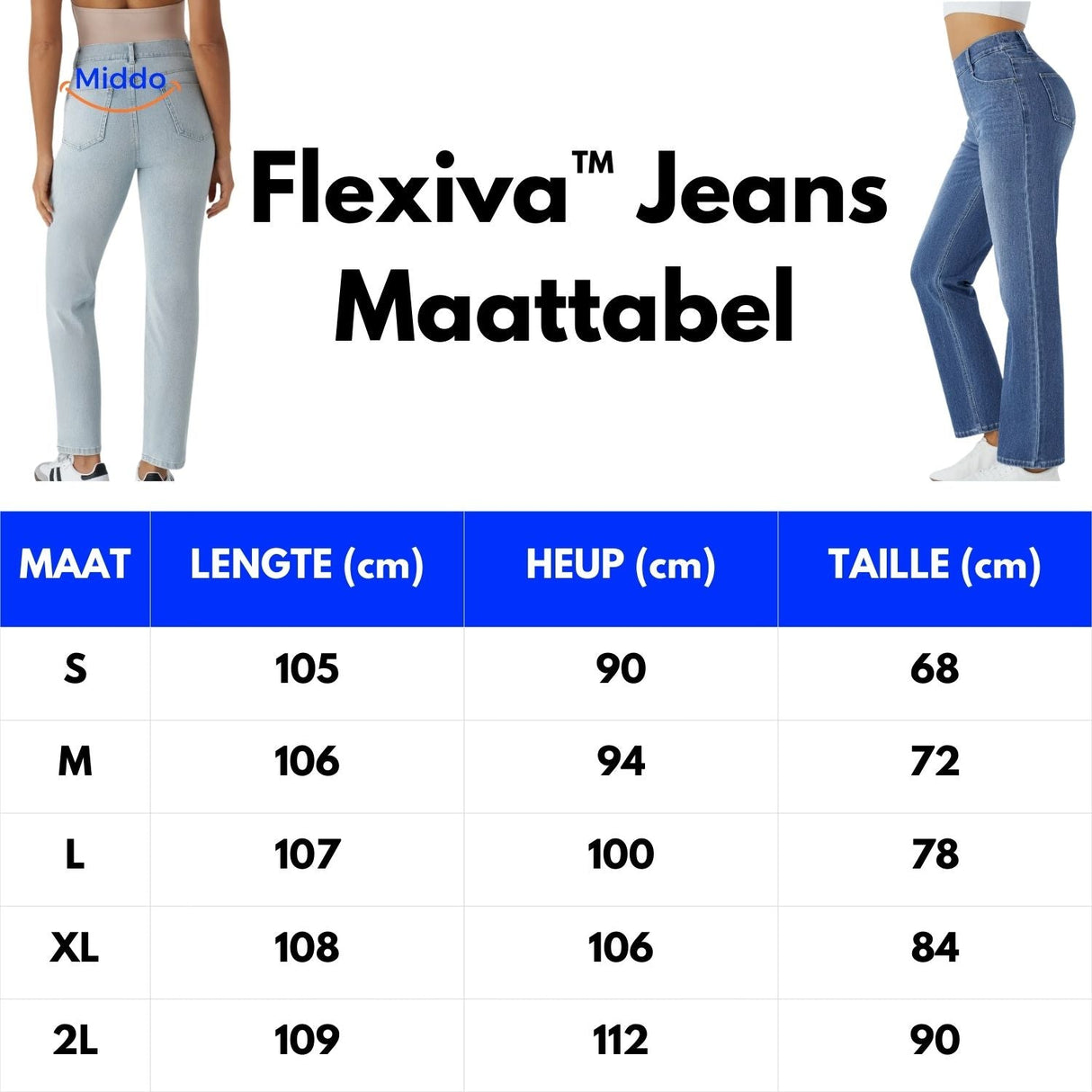 Flexiva Jeans Größentabelle