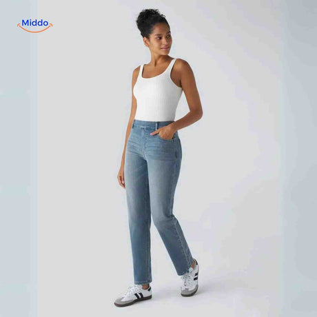 Flexiva Jeans Damen High Rise Stretch Blau - www.middo.de