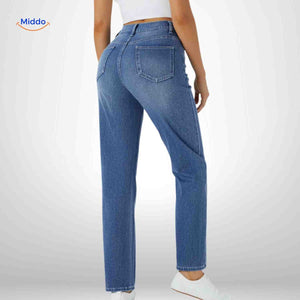 Flexiva Jeans Damen High Waist Denim Blau Rückansicht www.middo.de