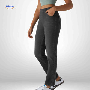 Flexiva Damen Skinny Stretch Jeans Schwarz Seite www.middo.de