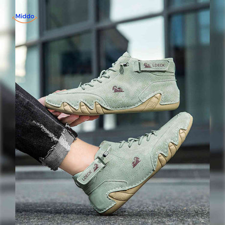 Flexura Schuhe – Grüne Leder-Herren-Sneaker in trendigem Outdoor-Stil | www.middo.de