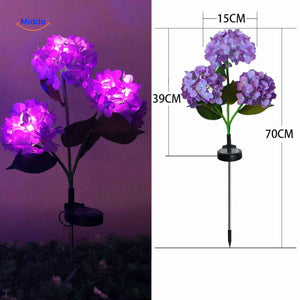 Florora Laterne - Lila Hortensie - Drei Blumen - Solar-LED-Lampe - www.middo.de