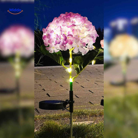 Florora Laterne mit lila Hortensie und LED-Beleuchtung – www.middo.de