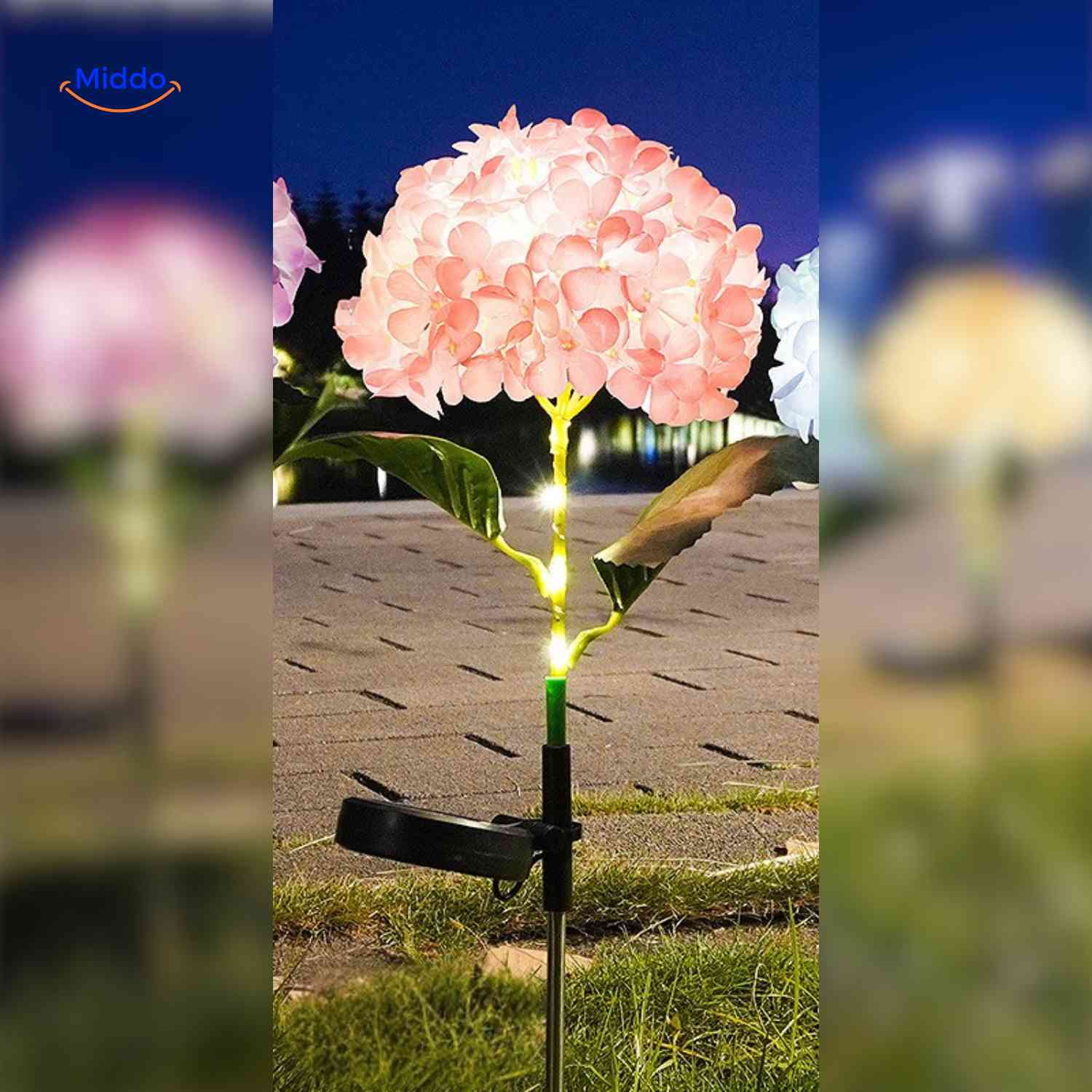 Florora Laterne Pfirsich-Hortensie LED Außenlampe - www.middo.de