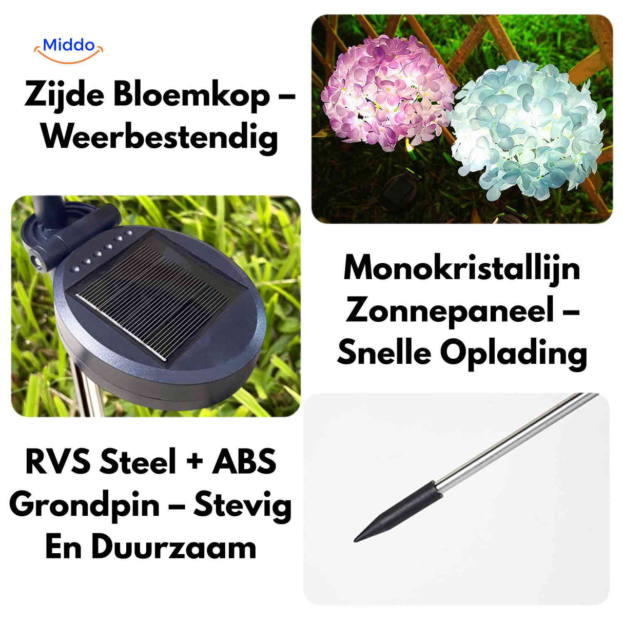 Florora Laterne Spezifikationen Hortensien Solar-Lampe www.middo.de