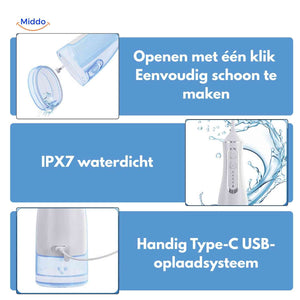 Flosso Wasserflosser für Reise und Zuhause – bequem in der Anwendung! www.middo.de