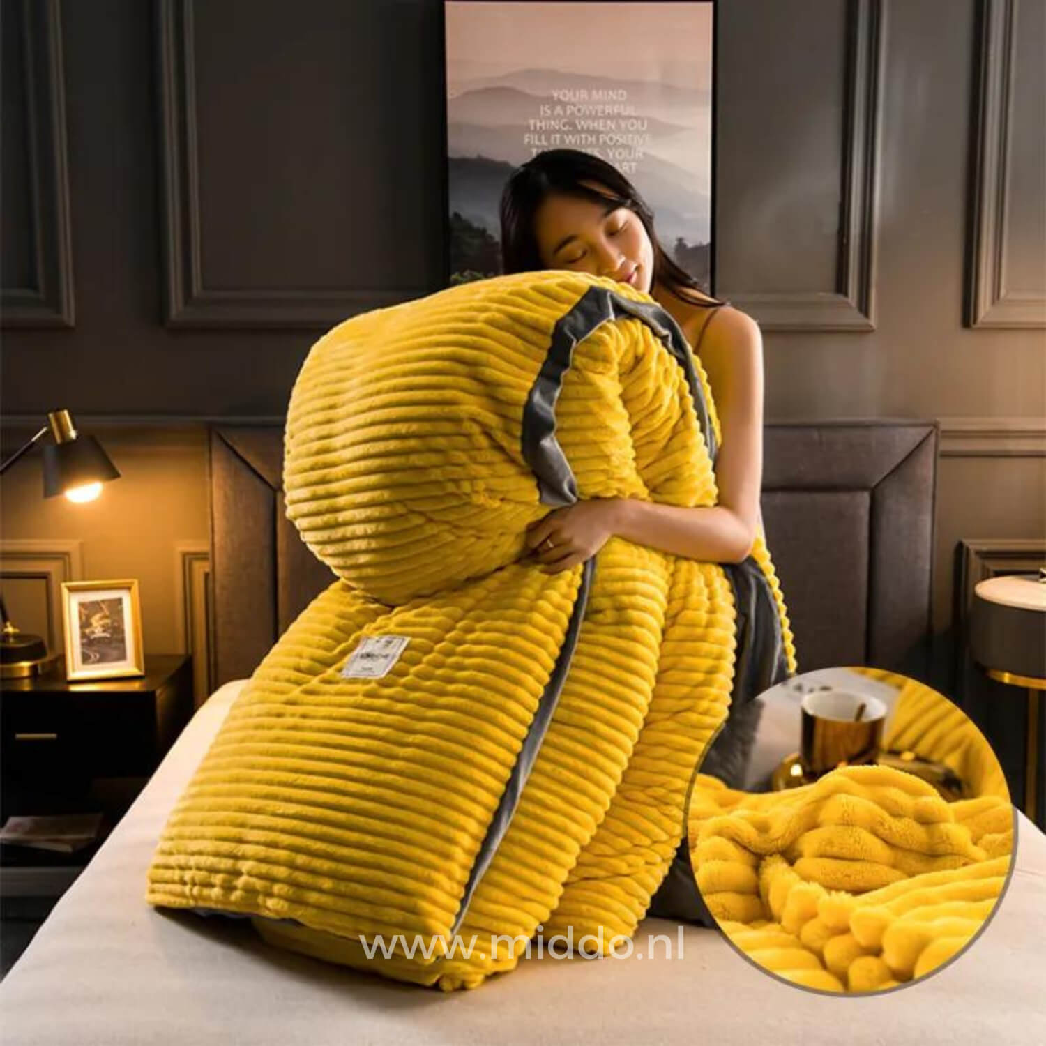 Flauschige Fleece-Decke in Gelb