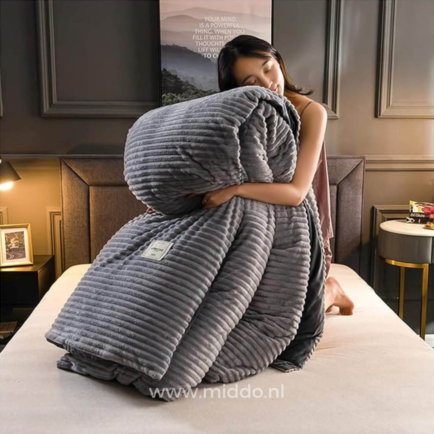 Samt Fleece-Decken in Grau