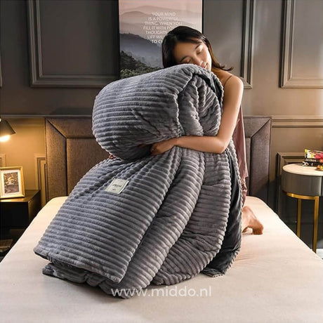 Samt Fleece-Decken in Grau