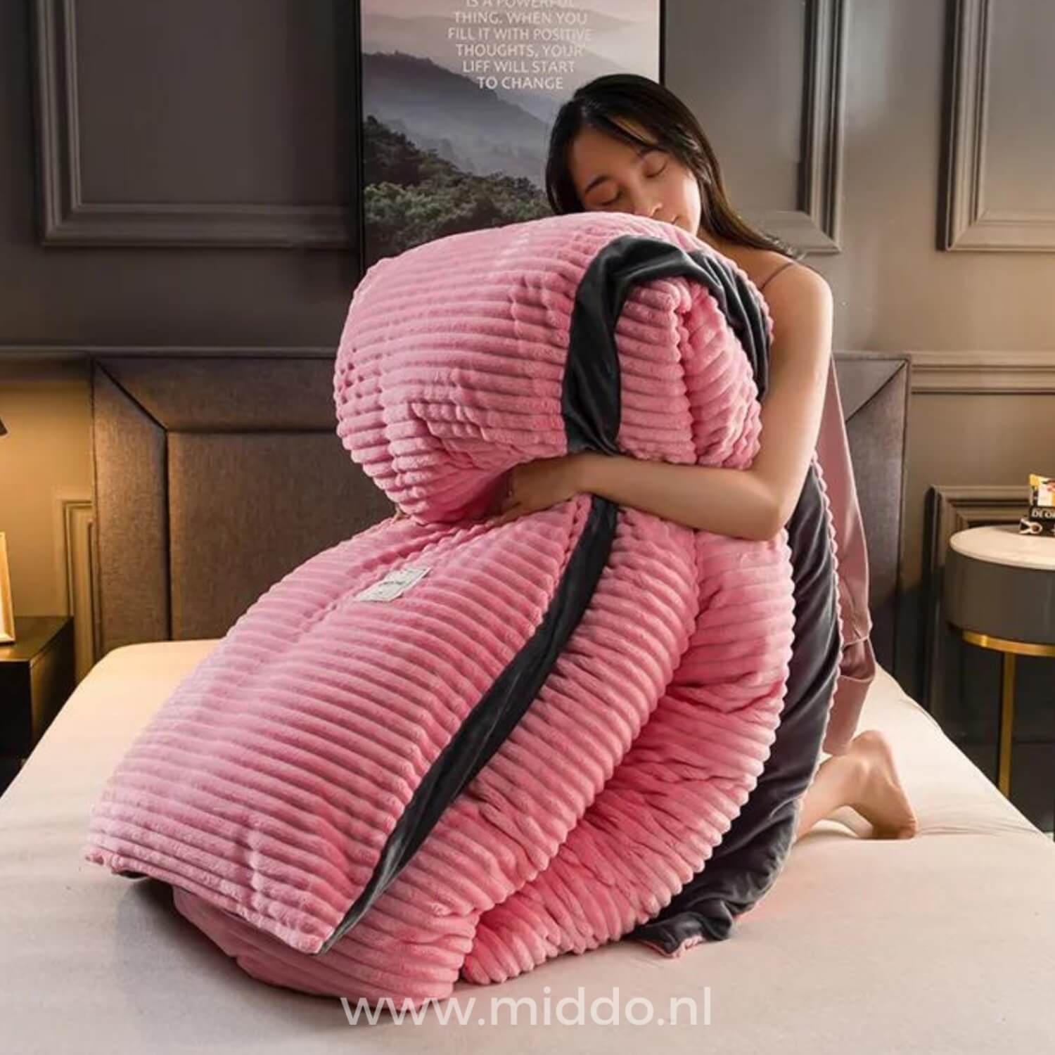 Samt Fleece Decke in Rosa