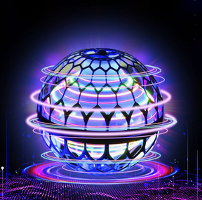 Blauer leuchtender Flynova-Bumerang-Ball mit bunten Mustern