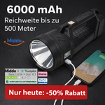 PowerBeam™ Superlampe | Ultra Hell • 6000mAh • 500m Reichweite