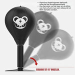 Schwarzer Boxsack mit Feder und Anleitung zur Rückprallfunktion