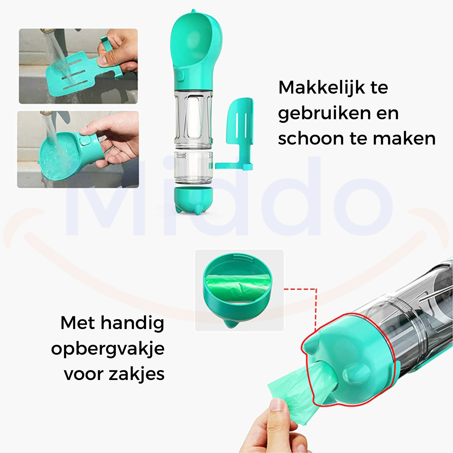 Turquoise FurryFeeder wird mit Wasser gereinigt