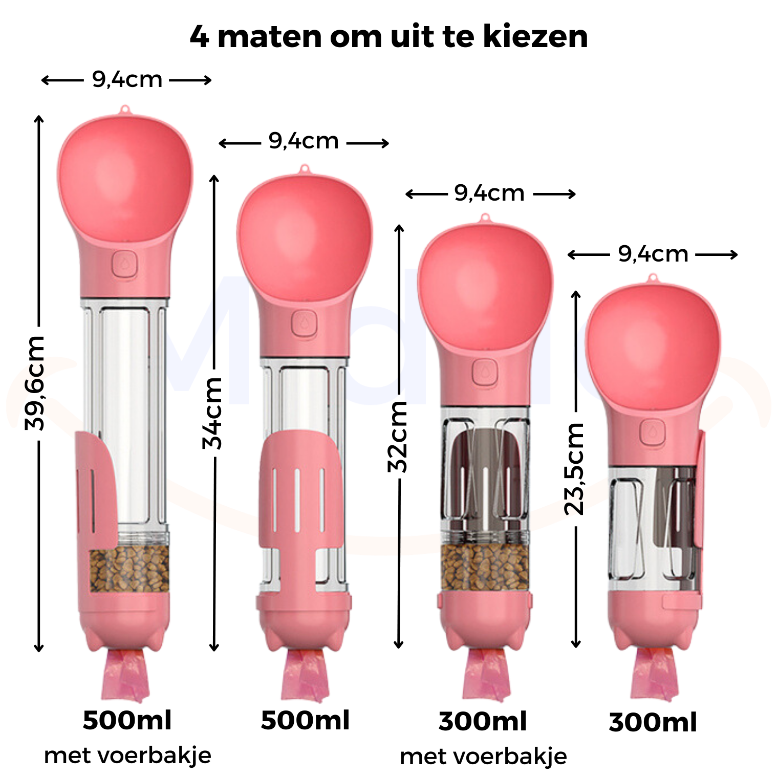 Rosa FurryFeeder mit angegebenen Abmessungen