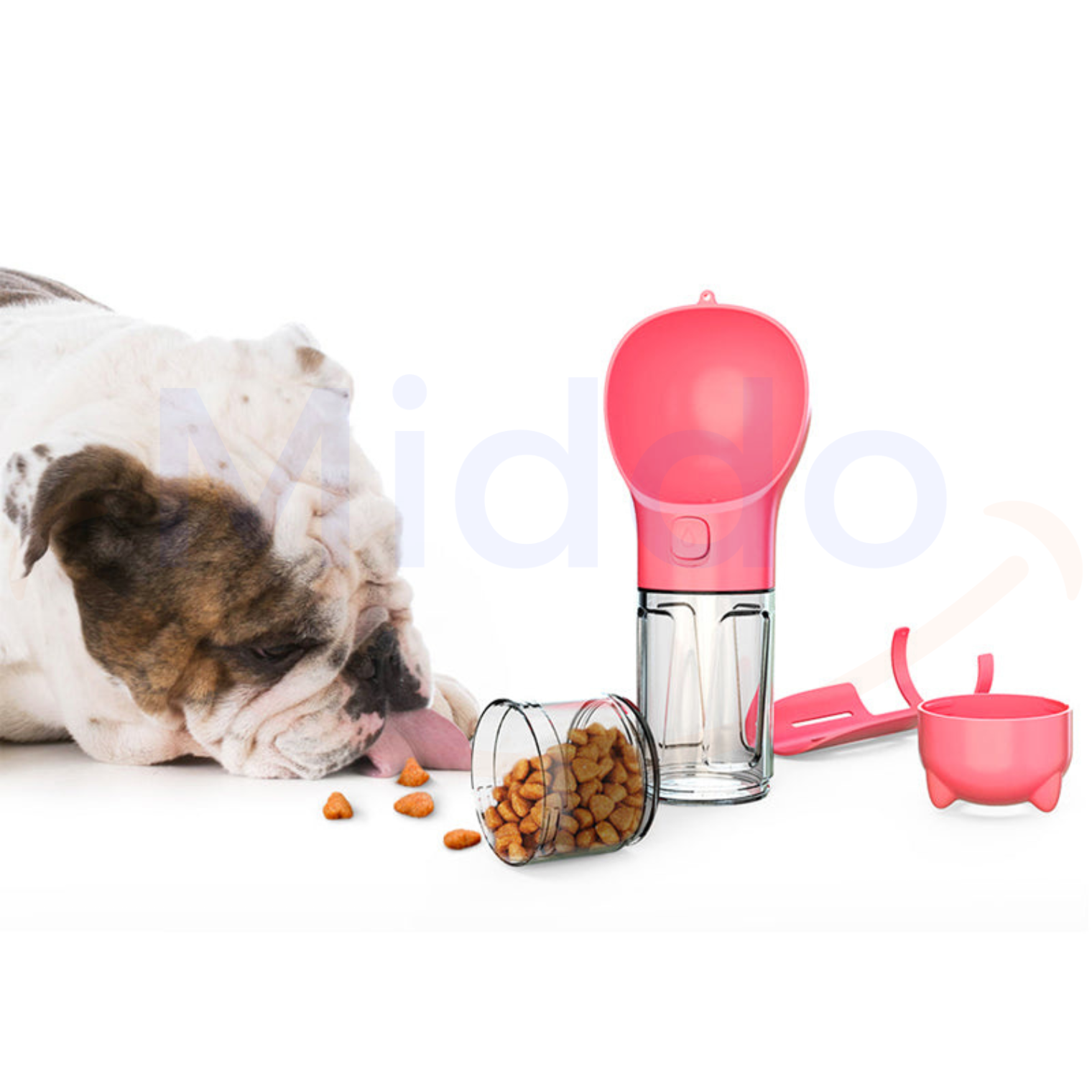 Rosa FurryFeeder mit Bulldogge und Futter