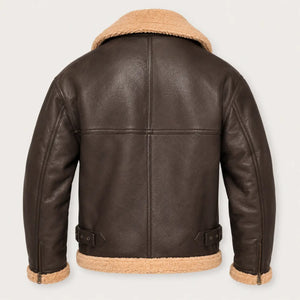 Furvello Jacke Rückseite PU-Leder Kunstfell Jacke Herren