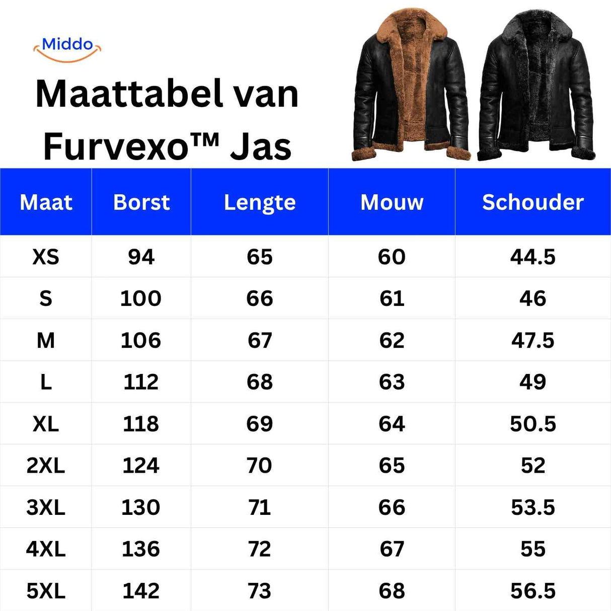 Furvexo Jacke Größentabelle