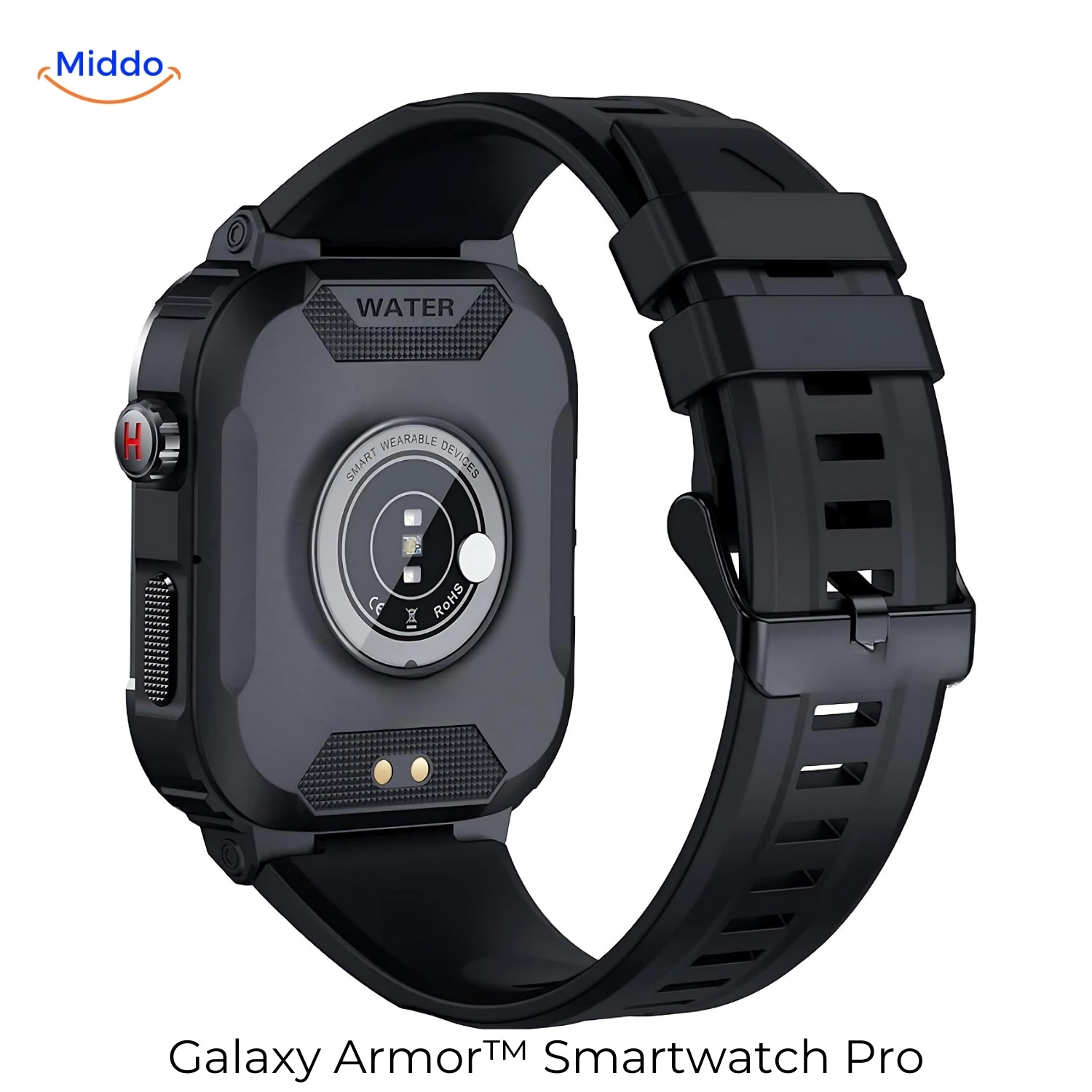 Galaxy Armor Smartwatch Pro für IOS und Android schwarz Rückseite www.middo.de