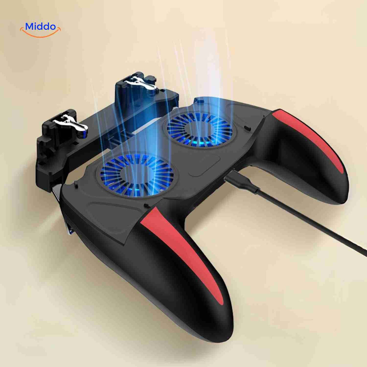 GameFlex Controller – Gaming-Controller mit USB-Ladefunktion und doppeltem Ventilator. Besuchen Sie uns auf www.middo.de