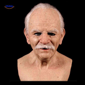 Gerontix Maske Latex alter Mann mit weißem Schnurrbart www.middo.de