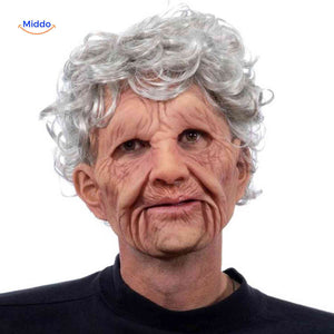 Gerontix Maske – Latex-Oma mit grauen Locken – www.middo.de