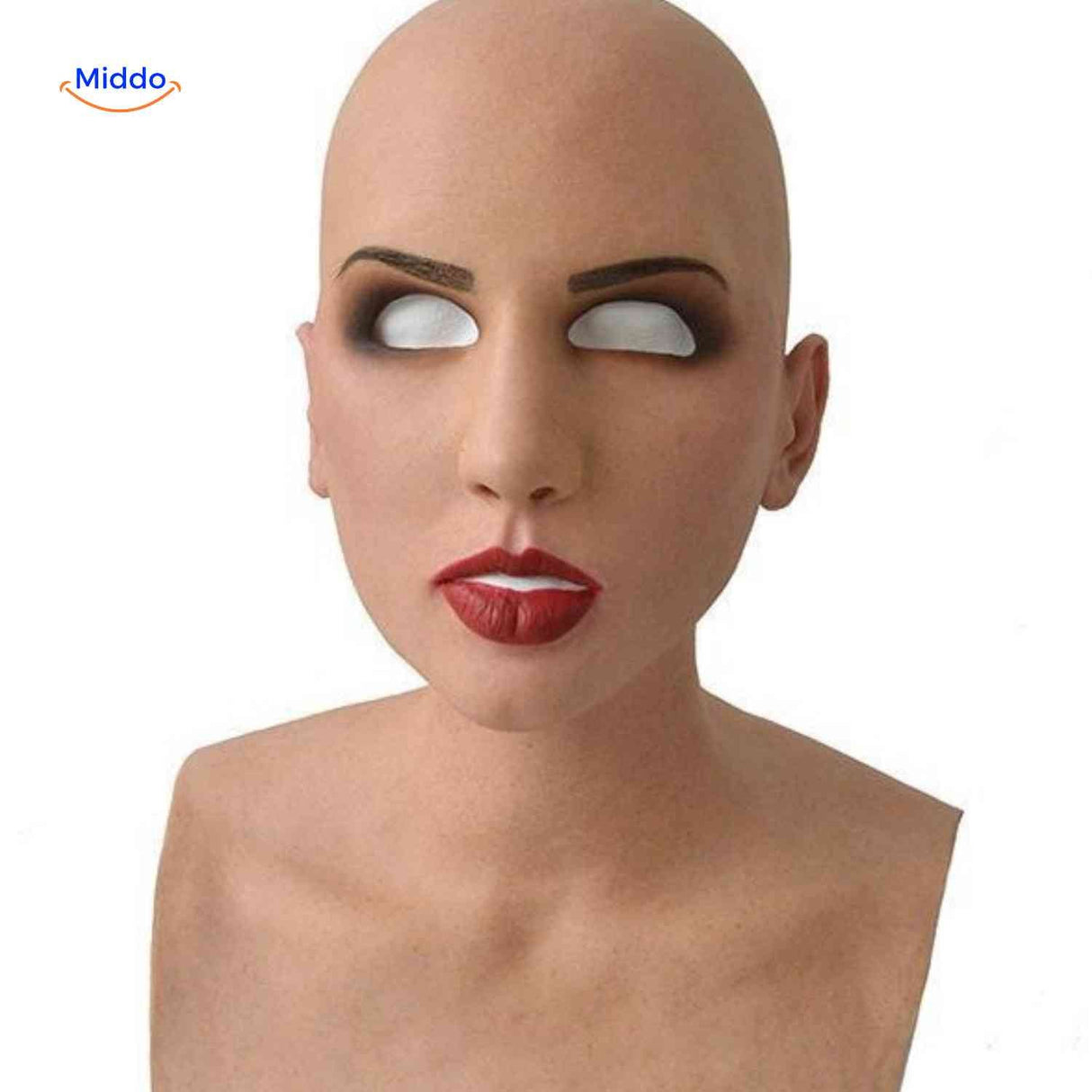 Gerontix Maske aus Latex für Frauen mit Make-up und roten Lippen - www.middo.de