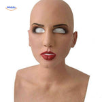 Gerontix Maske aus Latex für Frauen mit Make-up und roten Lippen - www.middo.de