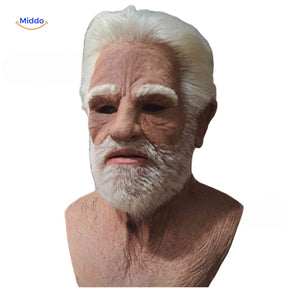 Gerontix Maske aus realistischem Latex mit weißem Bart - www.middo.de