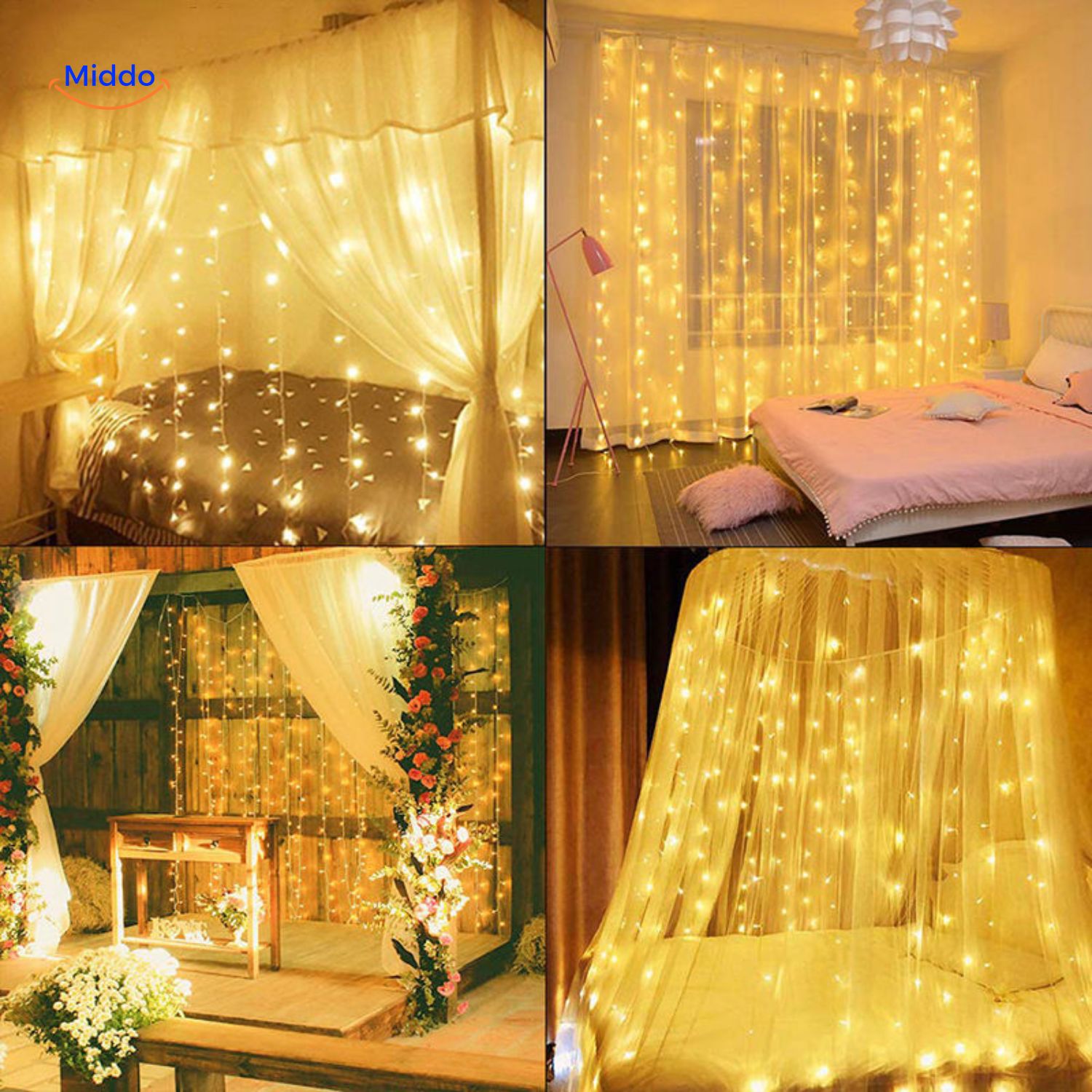 GlowStrand LED Vorhang zur Dekoration für verschiedene Räume www.middo.de