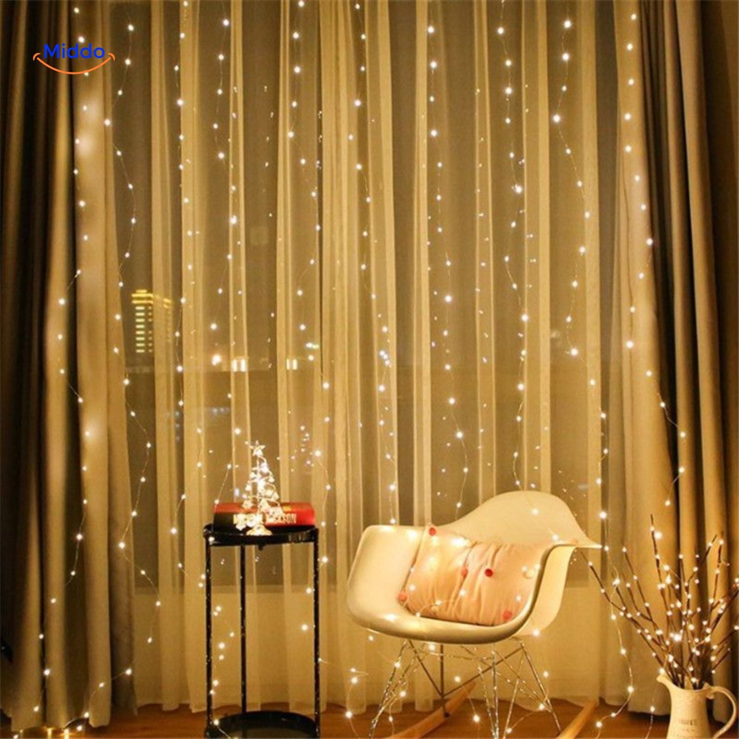GlowStrand LED-Lichteffekte mit solider Vorhangkombination www.middo.nl