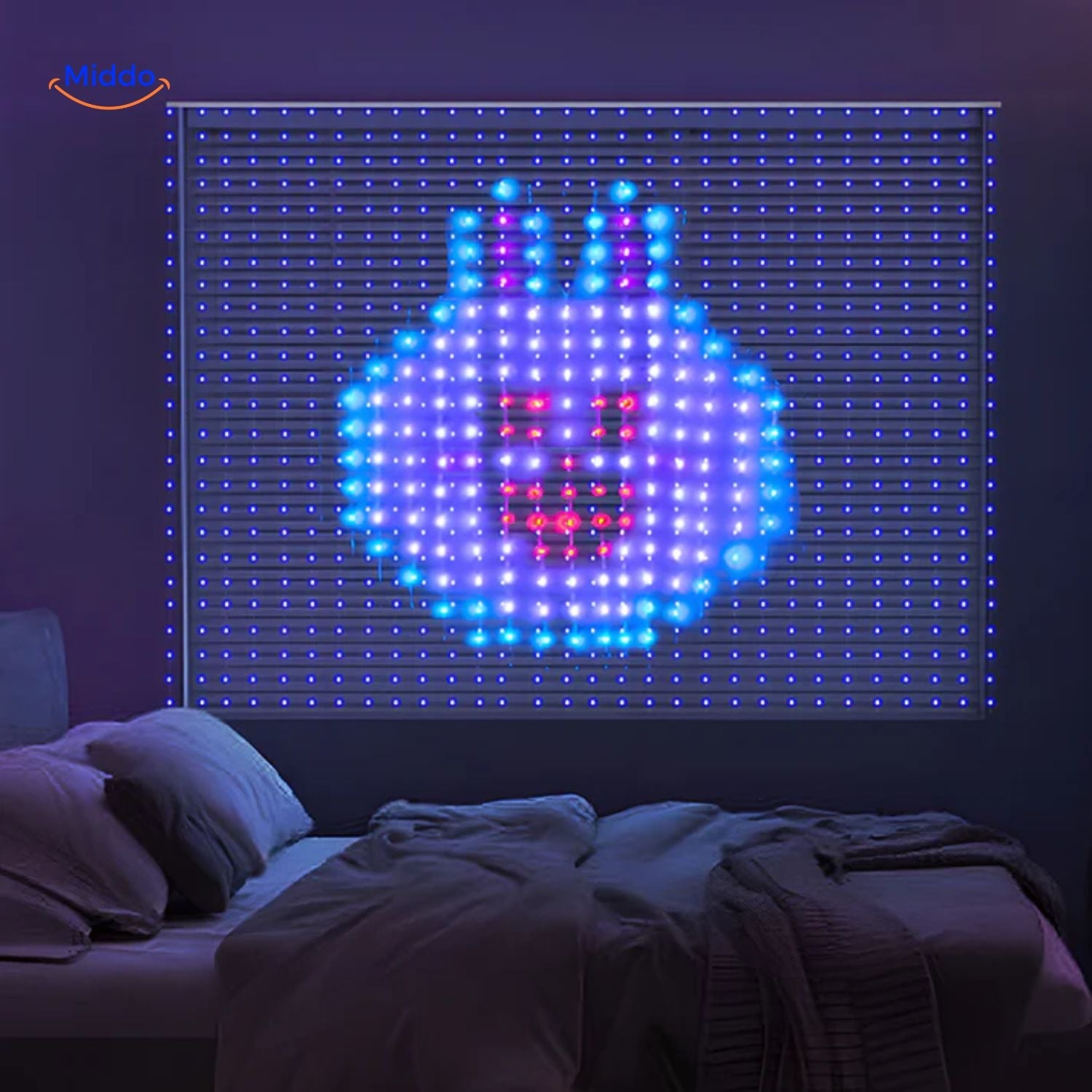 GlowStrand LED Bildschirm mit animierter Lichtanzeige für Innen und Außen www.middo.de