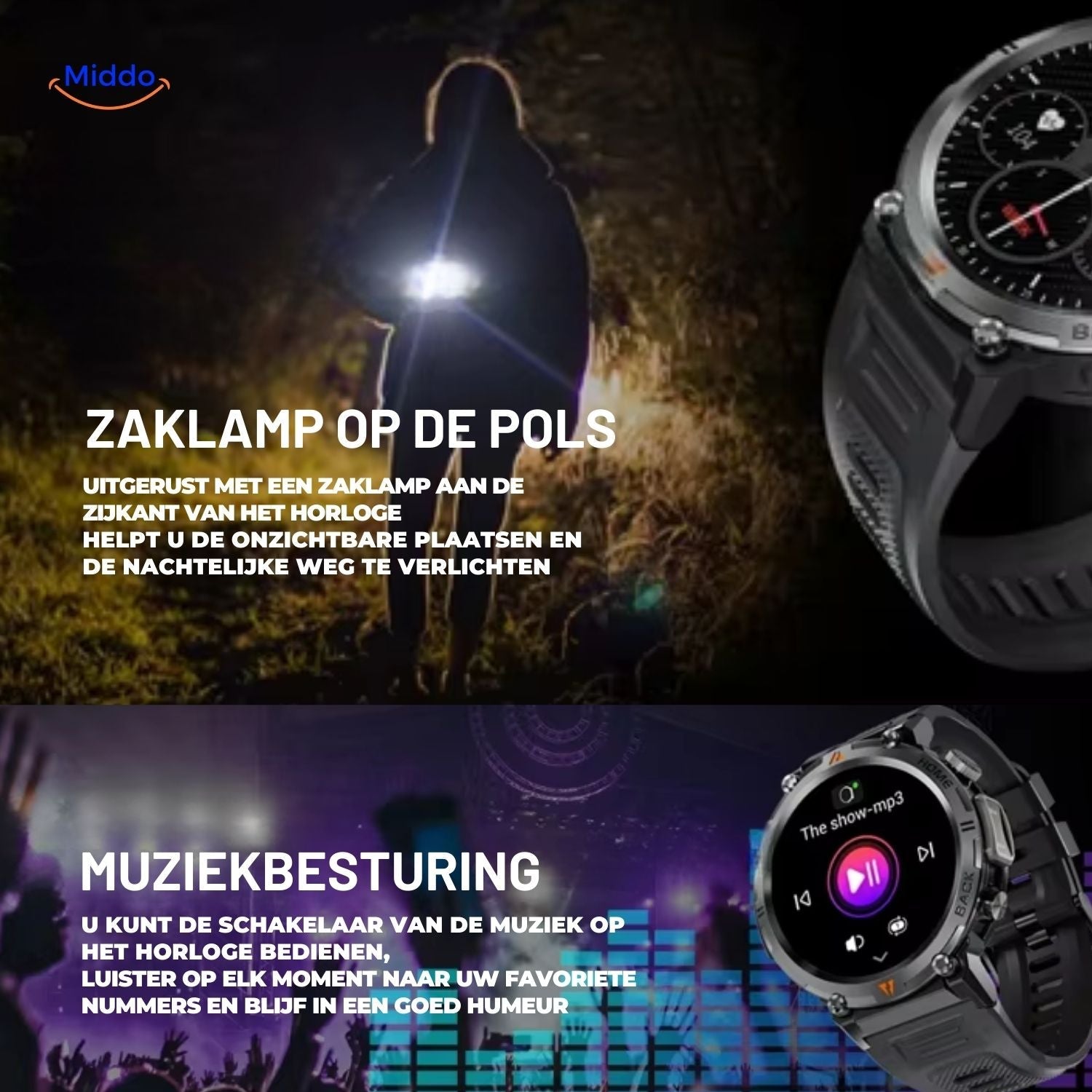 GlowTrack Uhr Taschenlampe Uhr