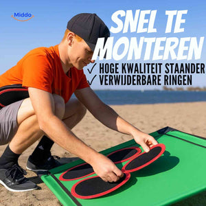Golforia Spielmatte – schnell aufzubauen, mit abnehmbaren Ringen. Besuchen Sie www.middo.de!