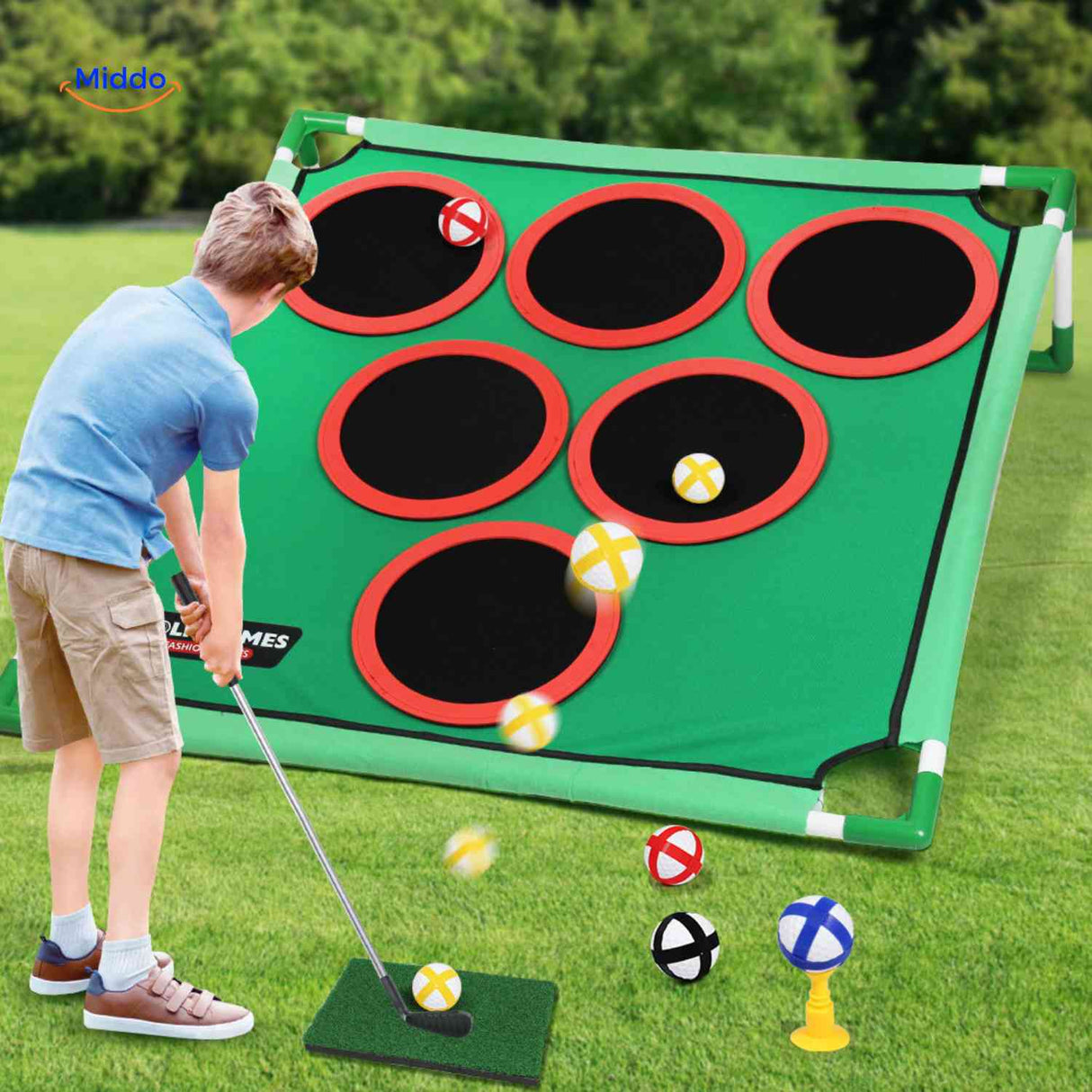 Golforia Spielmatte mit vertikalem Golfziel für den Außenbereich – Jetzt auf www.middo.de entdecken!