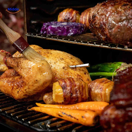 GrillGuard Thermo verwendet in Grill mit Lebensmittel- und Präzisionsthermometer