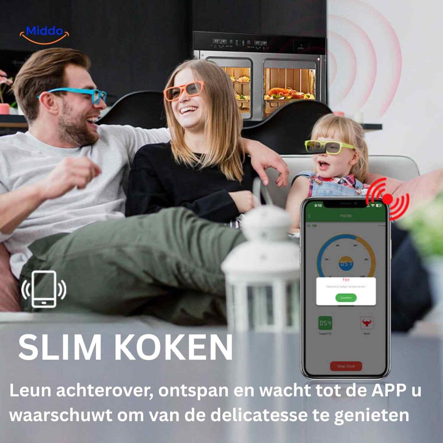 GrillGuard Thermo intelligente Kochtechnologie und App-Steuerung Fleischthermometer www.middo.de