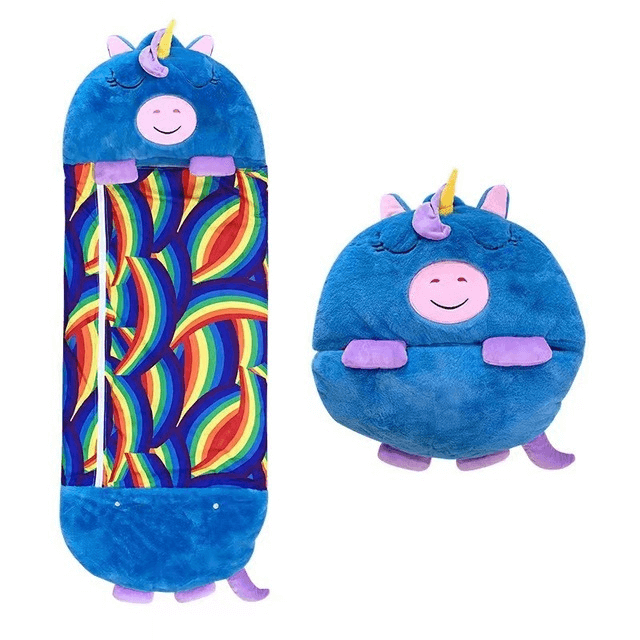 Knuffelslaapzak im blauen Einhorn-Design