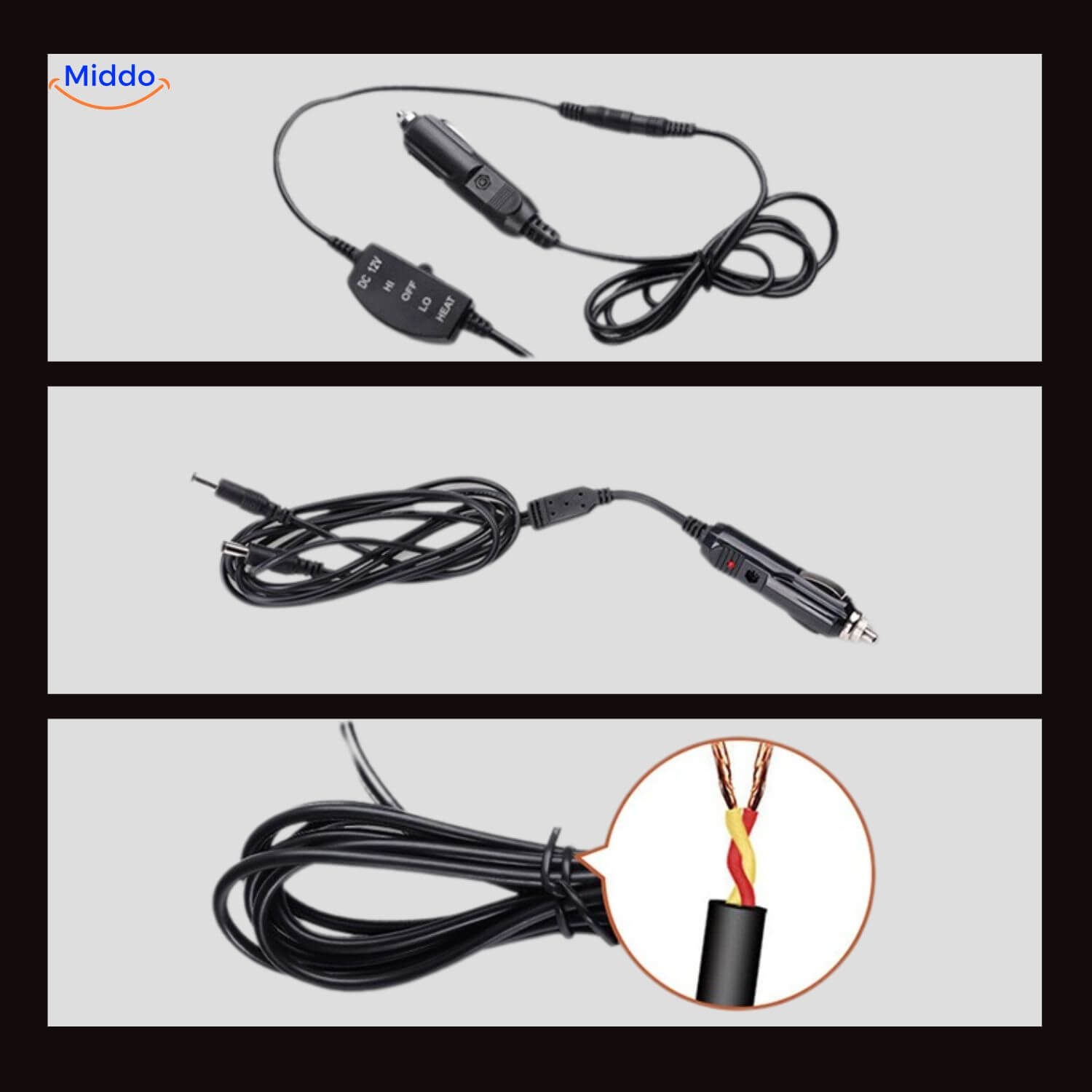 Heatsure Sitzkissen Ladegerät mit Stromversorgung und Stecker www.middo.de
