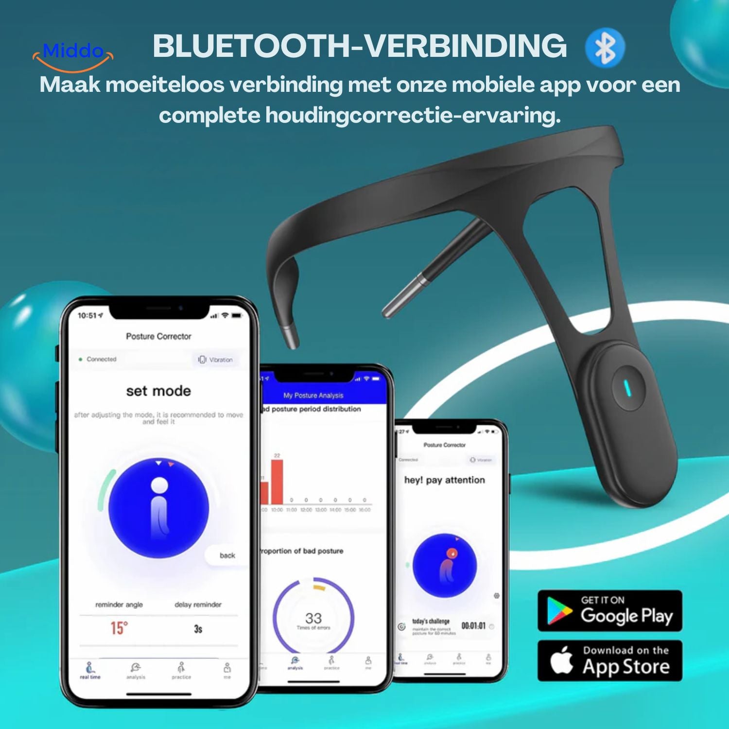 Hipee Smart Bluetooth-Verbindung mit mobiler App www.middo.nl